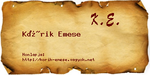 Kórik Emese névjegykártya